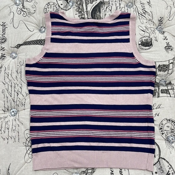 Halogen Stripe Crew Neck Knit Tank Top - Picture 4 of 4